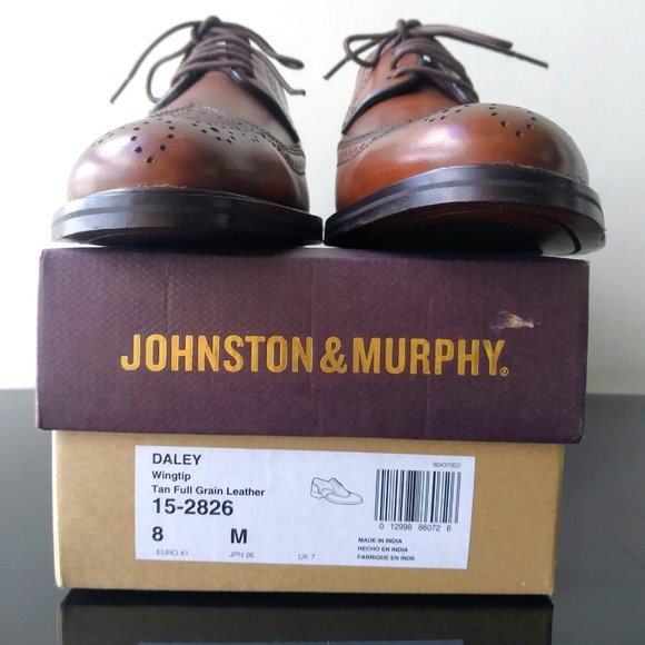 Johnston & Murphy Men\'s Daley Wingtip Cap Toe in Nice Tan Full Grain Leather main image 5